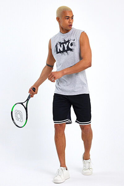 Superlife Ανδρικό T-shirt με λαιμόκοψη με κανονική εφαρμογή Nyc με στάμπα Spr22ts124