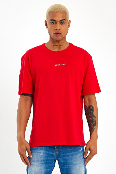 Superlife Men's Crew Neck Oversize Fit Brooklyn Printed T-Shirt Spr21y27