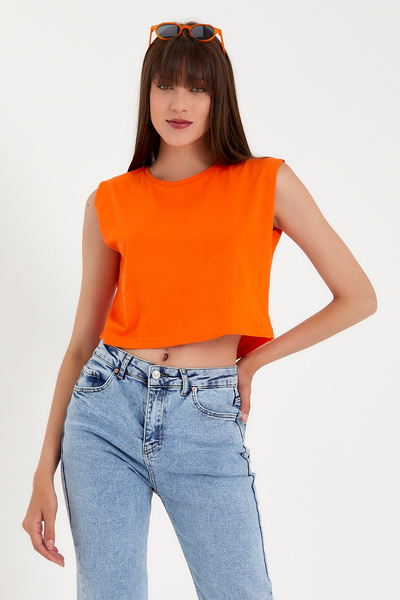 Superlife Tricou Crop pentru damă, cu croiala normală Spr22tsk128