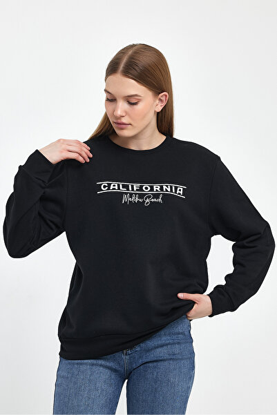 Superlife Γυναικείο φούτερ με λαιμόκοψη με άνετη εφαρμογή 3 κλωστών, χοντρό καλιφόρνιαν εμπριμέ φούτερ SPR24SWK32