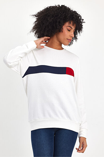 Superlife Γυναικείο φούτερ με λαιμόκοψη με άνετη εφαρμογή 3 κλωστών με χοντρή γαρνιτούρα SPR24SWK35