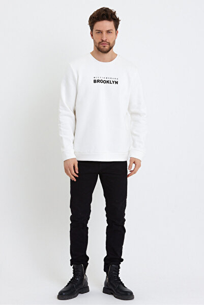 Superlife Superlife Men's Crew Neck Regular Fit Brooklyn Printed Thin Sweatshirt Spr23Sw330