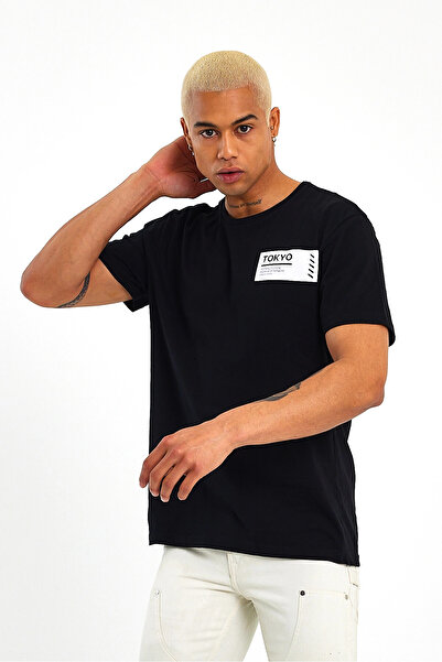 Superlife Ανδρικό μπλουζάκι με λαιμόκοψη με κανονική εφαρμογή Tokyo printed T-shirt Spr23ts303