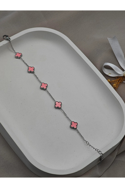 STAİNLES Mini Size Cleef,Silver Chain Stainless Steel Bracelet