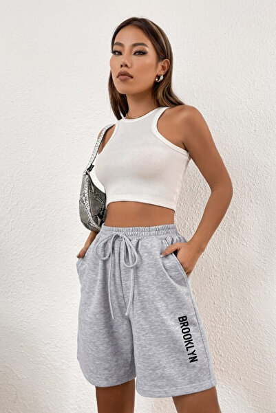 Superlife Γυναικείο σορτς με ελαστική μέση με τύπωμα με τσέπες spr24srk52