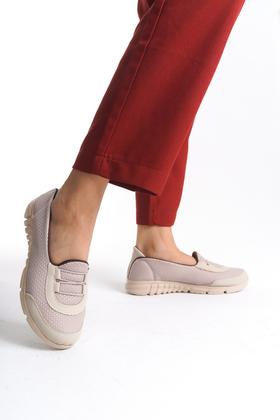 Broow Women's Cream Lacing Detailed Casual Shoes - Babet