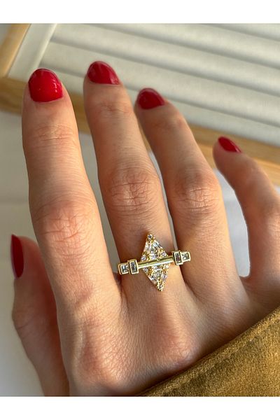 ringbox Triangle Model Zircon Stone Ring