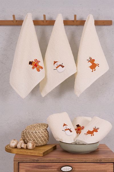 Comfort Home 30X50 cm 3-Piece Soft Hand Towel - Kitchen Towel Set, High Absorption, Stylish Modern Design