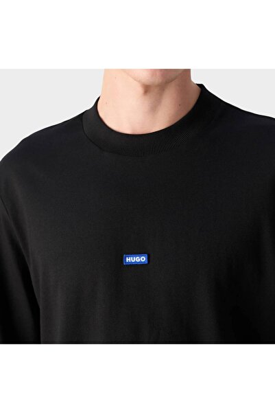 HUGO Men's Brand Logo Long Sleeve Crew Neck Casual Black T-Shirt 50519962 -001