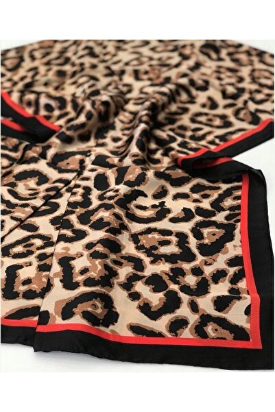 Webinay Home Leopar İthal Çift Taraflı Geniş İpek Vual Şal 200x85 cm