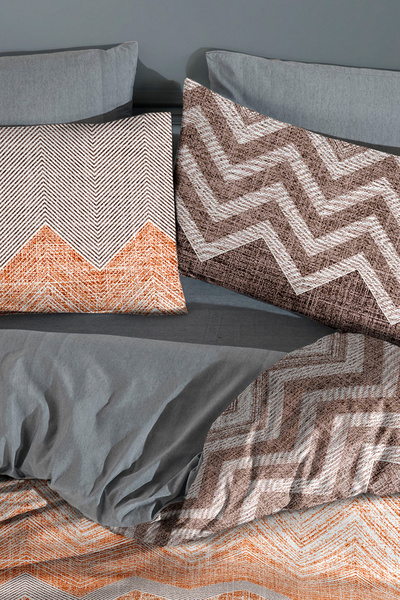 Lorien Vibe Patterned Single Duvet Cover Set with Elastic Sheets and Double Sided Use