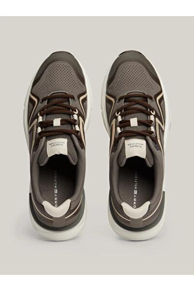 Tommy Hilfiger Erkek Polyester Örme Üst Kısım Topuk İmzalı Bantlı Gri Sneaker FM0FM05109-PRB
