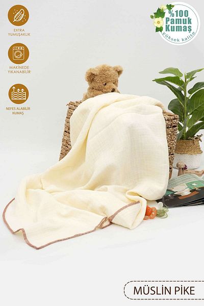 mordesign 4 Layer 100% Cotton Muslin Baby Blanket - 100X120 cm Muslin Blanket, Newborn Swaddle, Soft Series