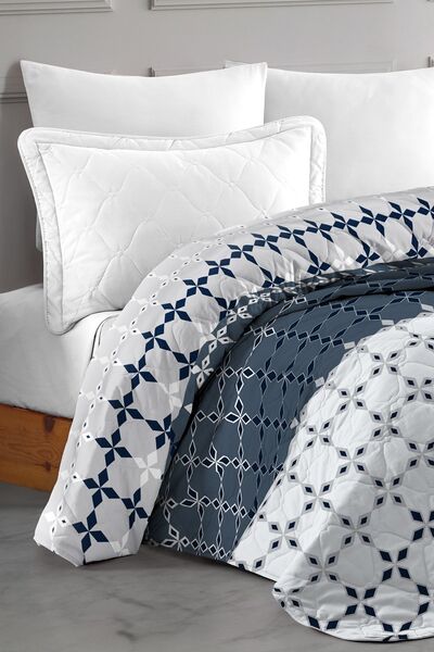 EVA Double Patterned Bed and Sofa Cover - 195x230 cm, Quilted, Multi-Purpose