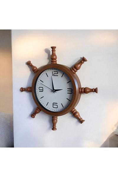 Bahat Antique Wooden White Inside Sailor Sailor Rudder Wall Clock Diameter 33 cm
