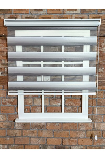 Emir Home GRİ / BEYAZ RENK GEÇİŞLİ PLİSE ZEBRA STOR PERDE A60/4