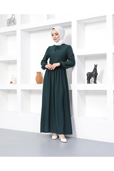 Ecesun Drawstring Hijab from the Waist Dress-emerald 575