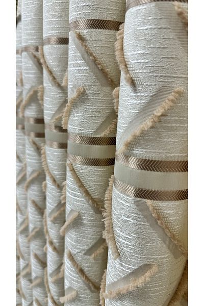 Fon Dünyası Single Wing Cream Coffee Board Background Curtain - Tufted