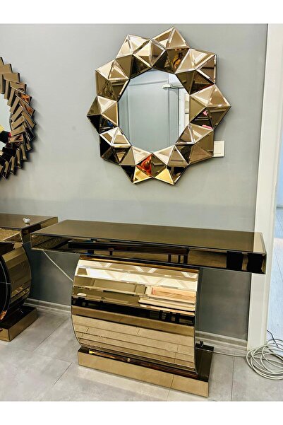 ERGLASS CAM AYNA KAPLAMALI DRESUAR LÜKS DEKORATİF IŞILTILI BRONZ AYNADAN LÜX *ALT KISIMDIR