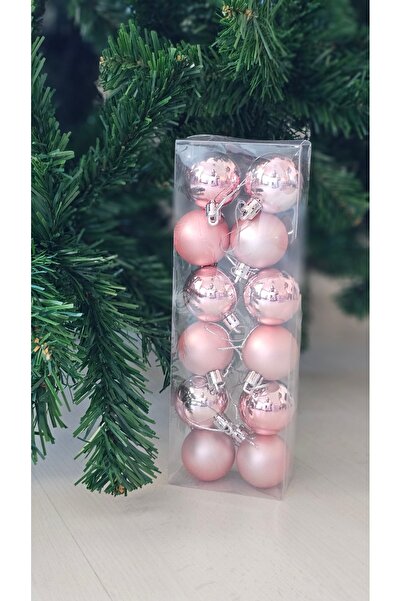 Omelas Yılbaşı Topu 4 Cm. 12'li Set Pembe