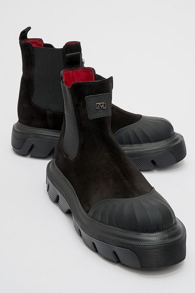 MARCOMEN Men's Thick Sole Chelsea Casual Boots Real Leather Mc 20322 Black