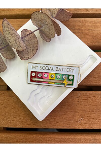 Genel Markalar My Social Battery Beyaz Broş