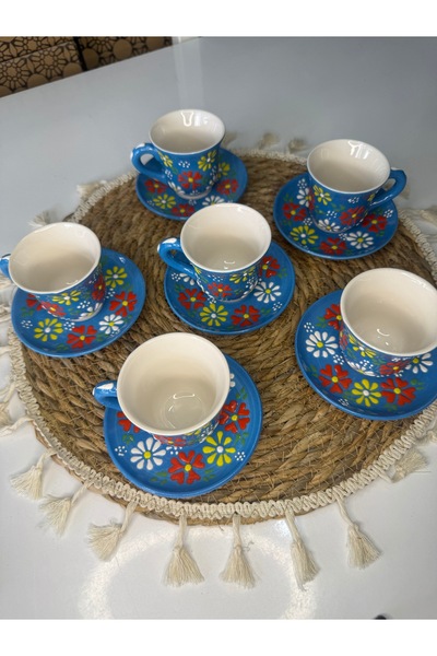 shop Daisy El Yapımı Seramik Fincan Takımı 6 Kişilik - 12 Parça