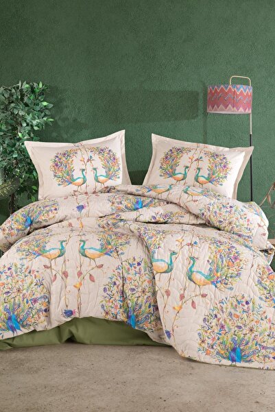 DENİZLİ ÇEYİZ 4 Season Clasy Quilted Duvet Cover - Pavone Green, Double