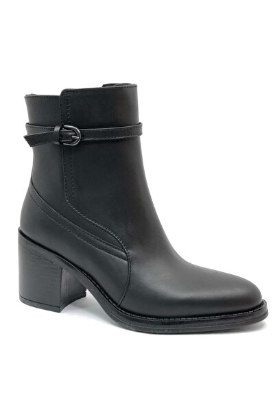 Greyder 34061 Zn Ankle Heeled Leather Women's Boots Black