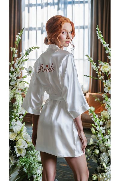 Valeria Anton Heart Embroidered Bridal Dressing Gown - Bride Dressing Gown