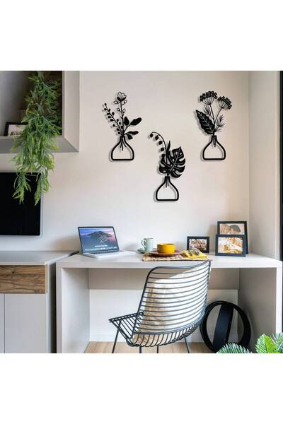MODAT Ev Ofis Mutfak Ve Banyo Için Ahşap Dekoratif Duvar Vazo Çiçekler Vase