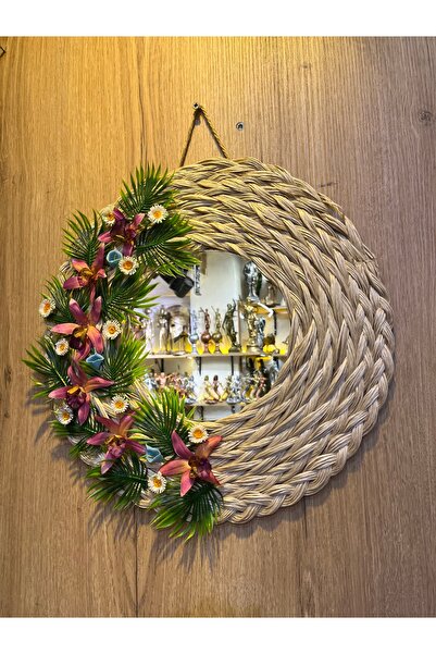 Ephesus Hediyelik Hasır Çiçekli Ayna