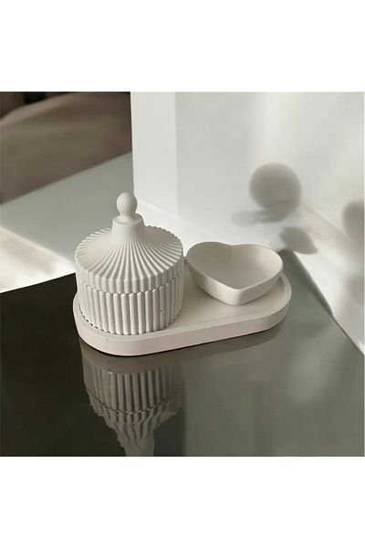 Home 3 Pieces Jewelry Box and Heart Shaped Organizer - Decorative Home Accessory