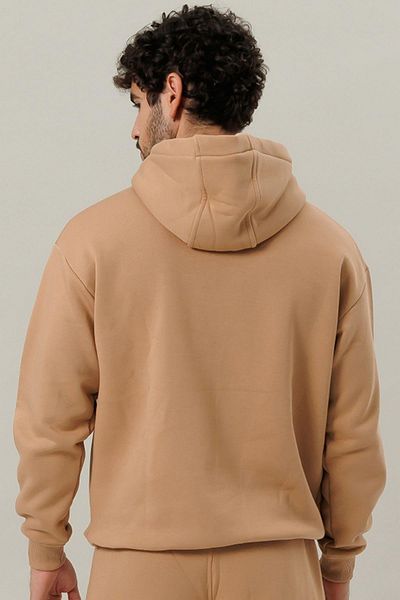 Escetic Light Coffee Fleece Comfortable Fit Thick Winter Men's Tracksuit Set A3138
