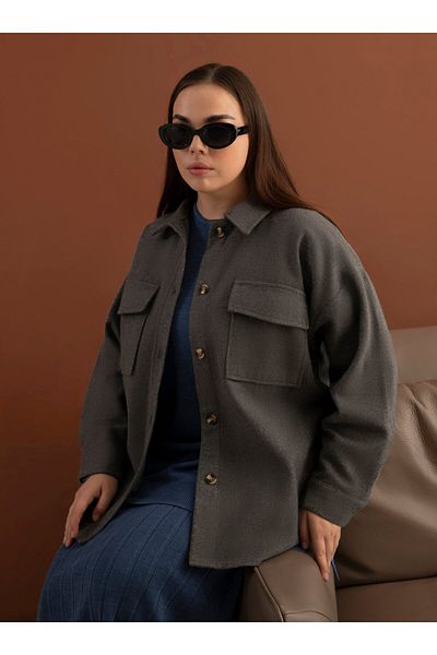 ALİA Oversize Stamp Jacket με λεπτομέρεια τσέπης - Γκρι- Alia