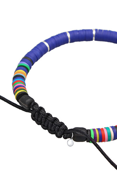 KUZZOI Pánský textilní náramek Heishi Beads ze sterlingového stříbra 925