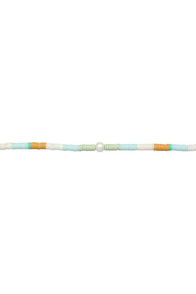 ELLI Halskette Damen Surfer Heishi Beads mit Muschelkernperlen in 925 Sterling Silber