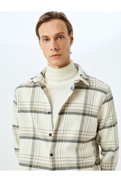 Koton Long Sleeve Cotton Blend Plaid Lumberjack Shirt