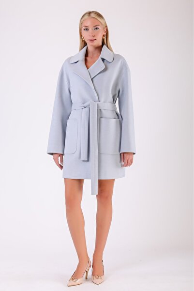 Leather Club Açık Mavi Kaşmir Kaban