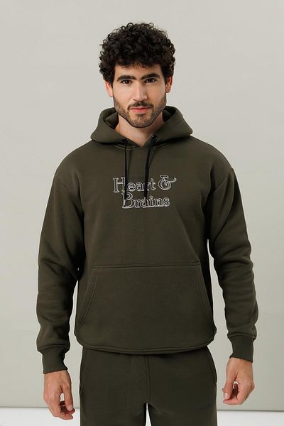 Escetic Khaki Fleece Comfortable Fit Thick Winter Men's Tracksuit Set A3138