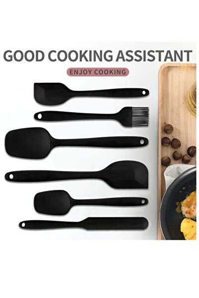 Genel Markalar 6lı Takım Yanmaz Yapışmaz Mutfak Pasta Slikon Yumurta Fırçası Kaşık Bıçak Spatula Seti Koza Gift