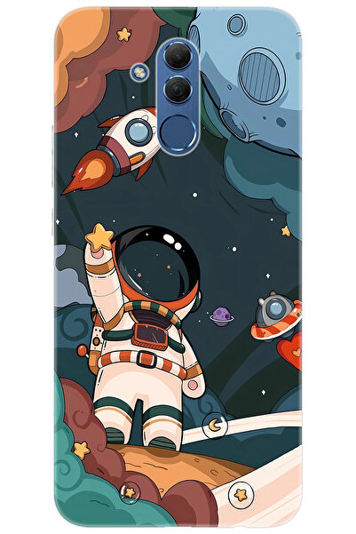 Ceppare Huawei Mate 20 Lite (SNE-LX1/LX2) Uyumlu Kılıf Silikon Astronot STK:6...