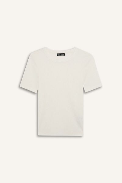 DeFacto Crew Neck Slim Fit T-Shirt - Short Sleeve, Ribbed Camisole E4268Ax24Au
