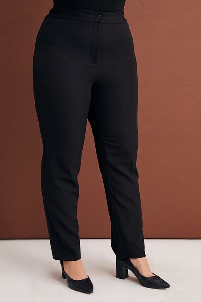 For Big Trend Pantaloni de damă din țesătură cu talie înaltă, cu țevi elastice pe laterale