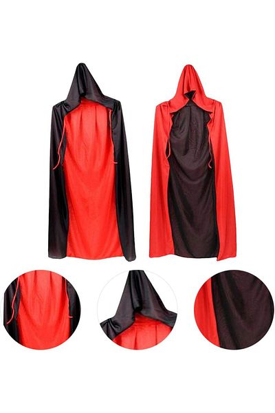 STARSTUFFS Black Red Double Sided Hooded Cloak