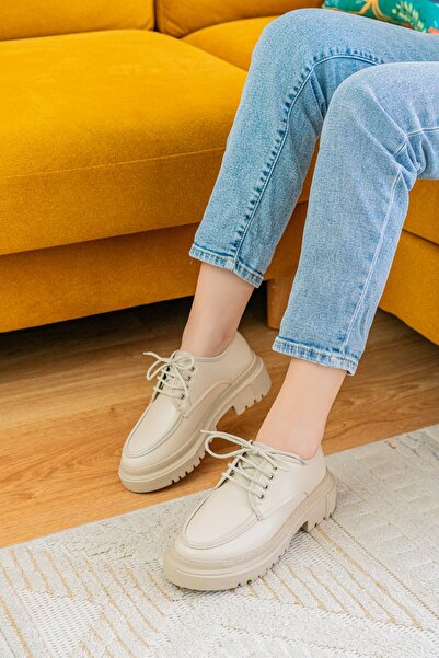 DURUNUN BUTİĞİ Γυναικεία παπούτσια Loafer καθημερινής χρήσης Dure Beige