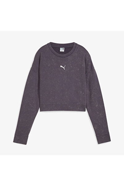 Puma Dare To Relaxed Washed Crew Kadın Gri Sweatshirt