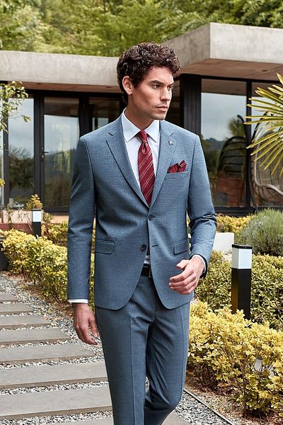 İmza Dark Navy Blue 6 Drop Slim Fit Mono Collar Suit - Lined 1001240174