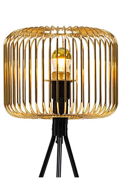 Bahar Aydınlatma Gold Lampshade Metal Head Cage Tripod