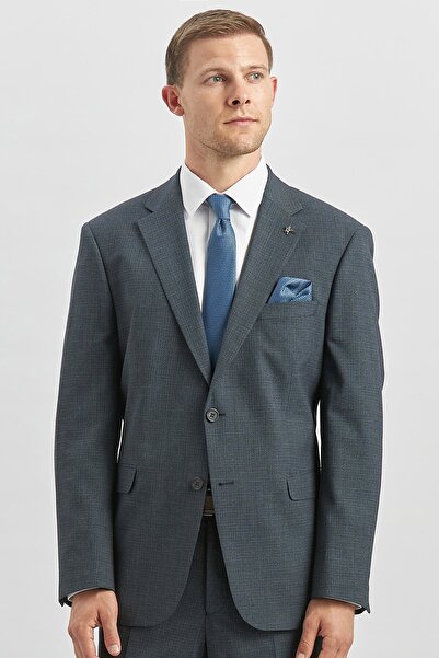 İmza Koyu Lacivert Kendinden Mono Yaka 2 Düğme 4 Drop Comfort Fit Classic Takım Elbise 1001240182